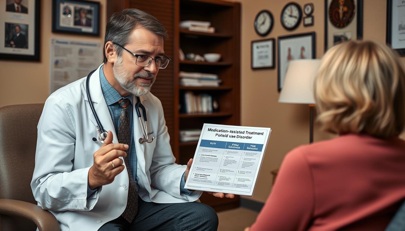 Healthcare provider explaining Medication-Assisted Treatment options to a patient