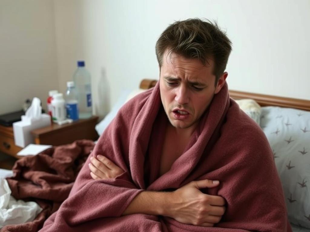 Person experiencing physical withdrawal symptoms Person experiencing physical withdrawal symptoms