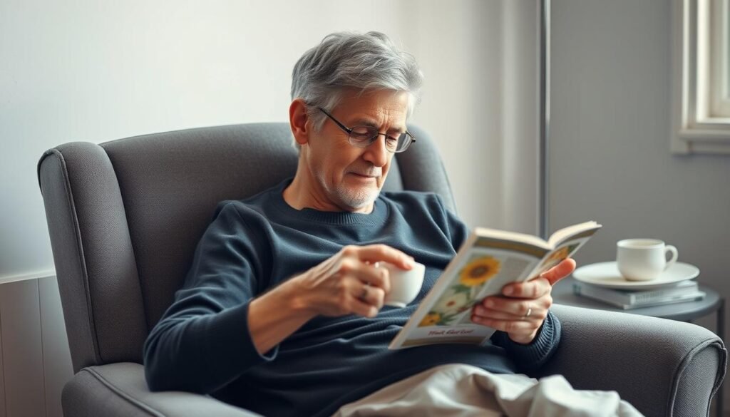 Person in recovery during the convalescence stage of infection, gradually returning to normal activities