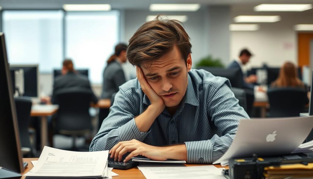 Person struggling to maintain work responsibilities due to substance use issues Person struggling to maintain work responsibilities due to substance use issues