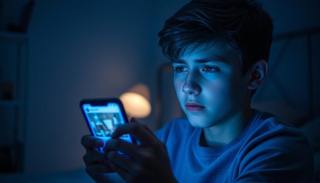 Exploring the Link Between Teen Substance Use and Social Media 3 Teenager looking at social media content related to substance use on a smartphone