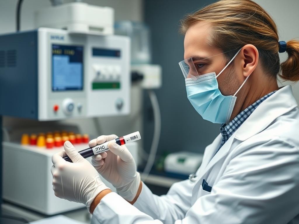 Blood sample being collected for THC testing after marijuana DUI stop Blood sample being collected for THC testing after marijuana DUI stop