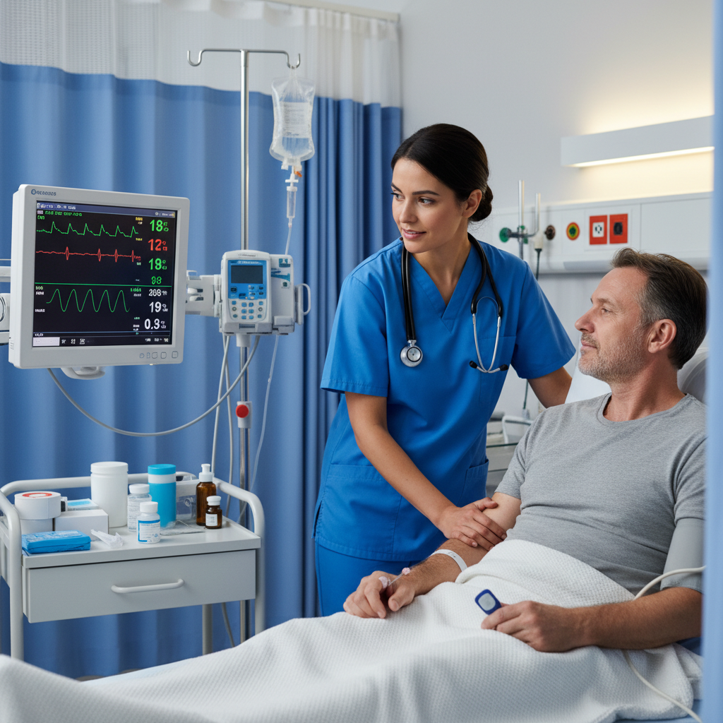 Medical detoxification process with healthcare professionals monitoring patient