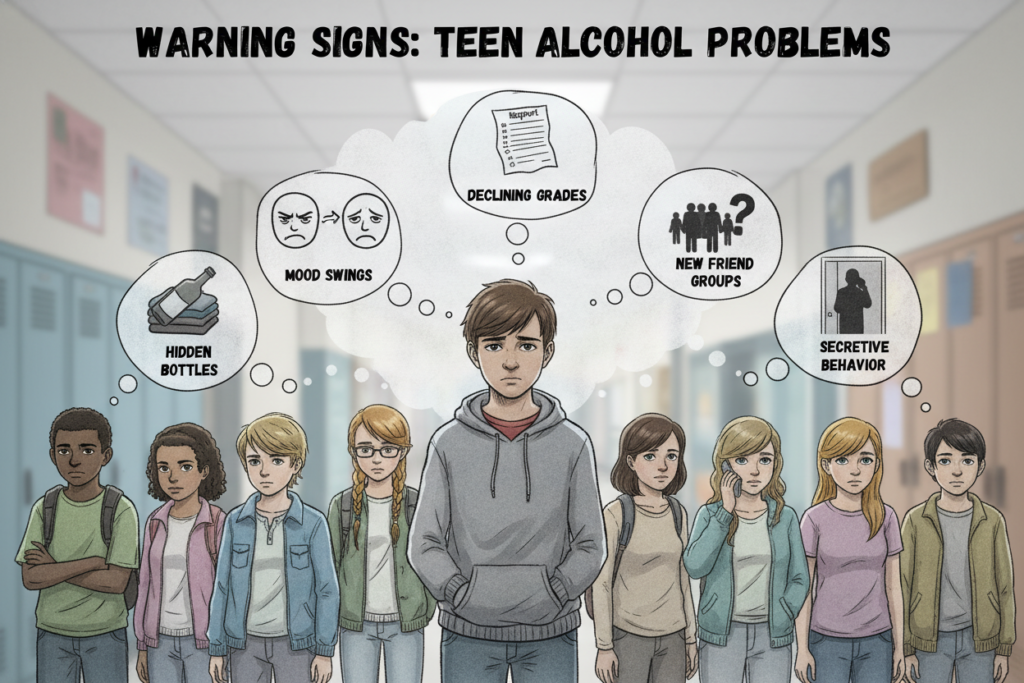 Warning signs of teen alcohol problems shown through behavior changes Warning signs of teen alcohol problems shown through behavior changes